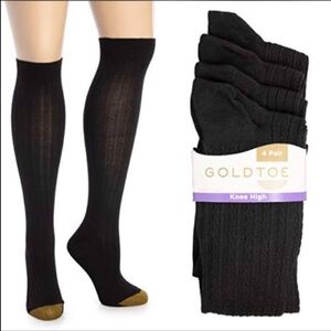 GoldToe Pack of 4 Knee High Socks. Black